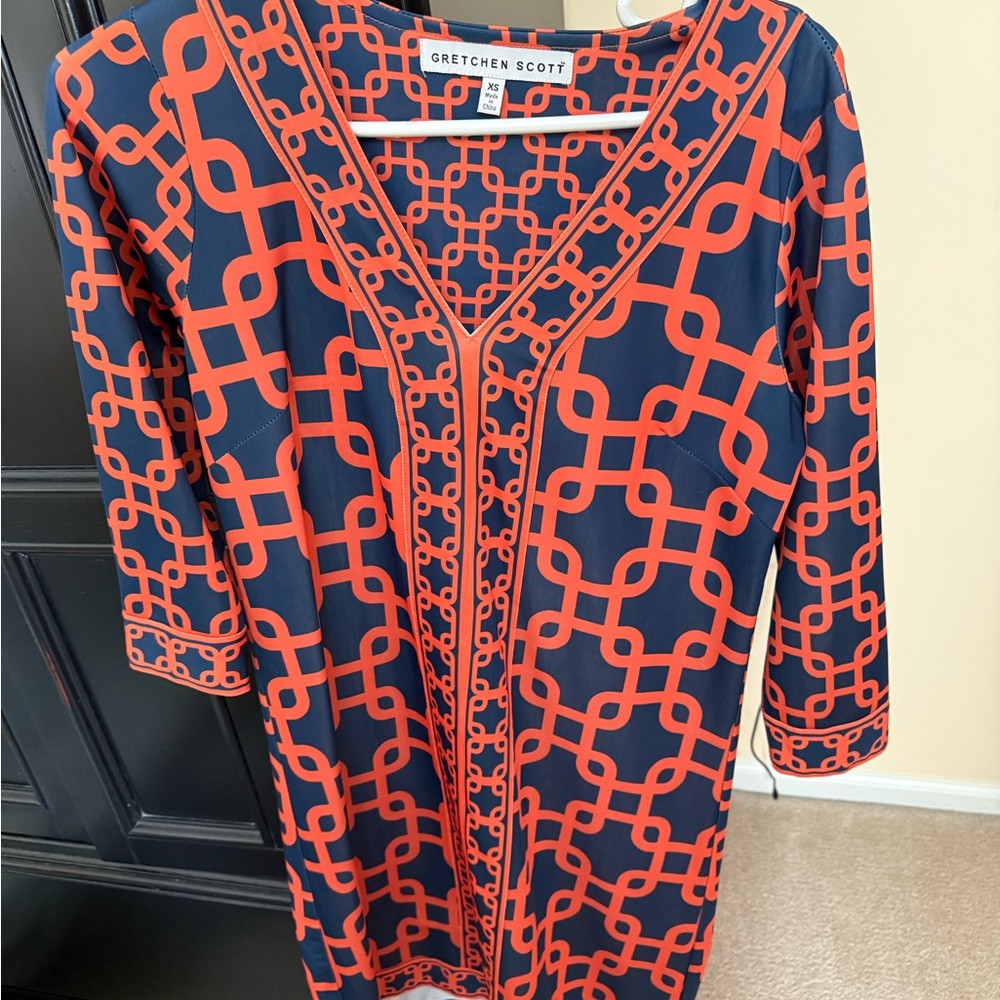 XS Gretchen Scott Navy Orange Dress - Picture 4 of 4